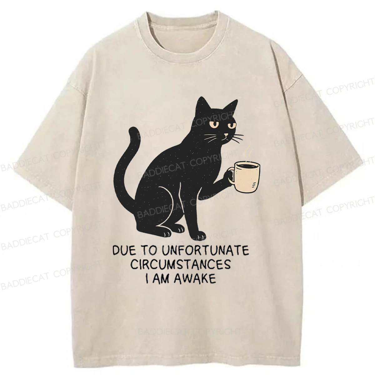 Baddiecat listless black Cat Washed T-shirt