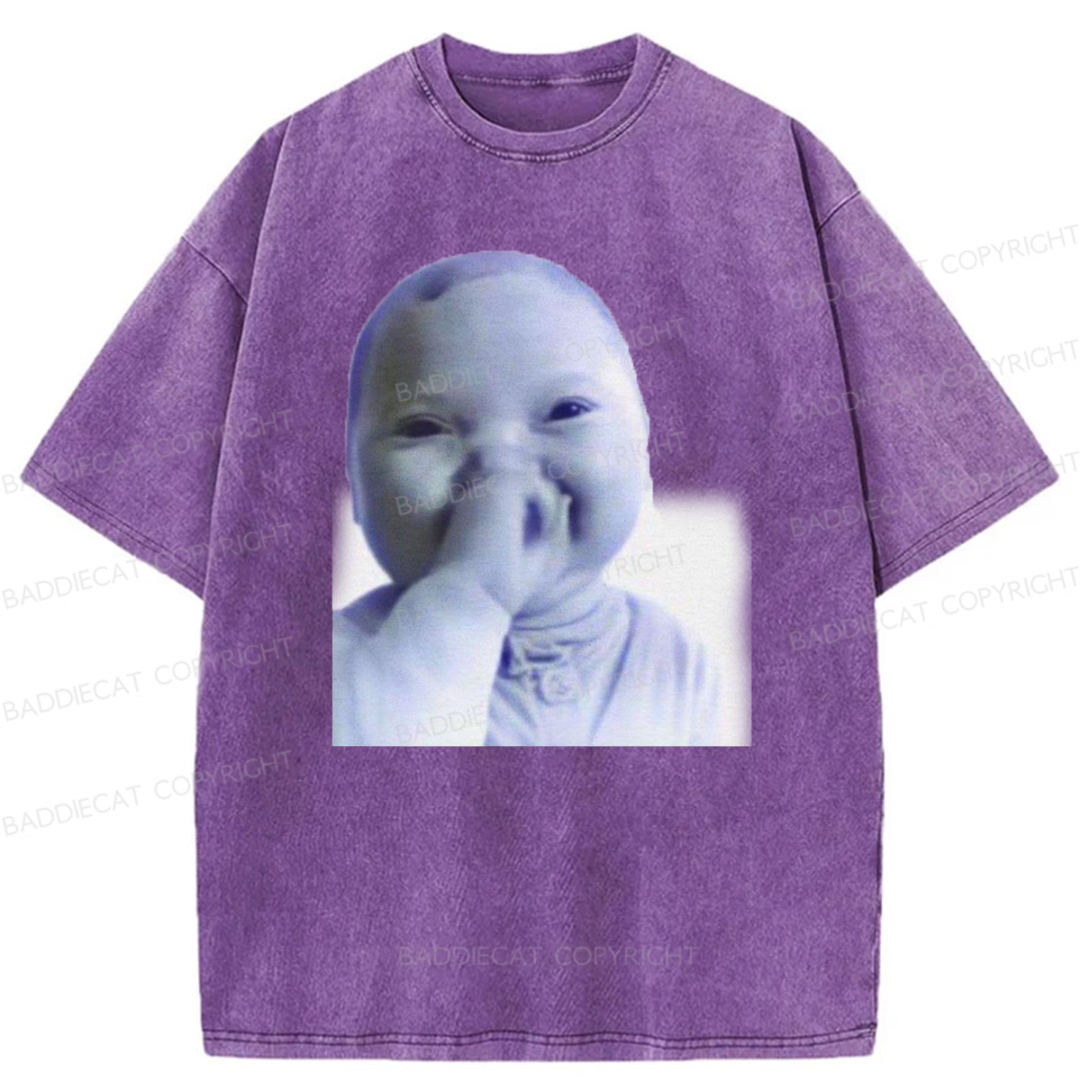 Baddiecat Funny AI Baby Laughing Washed T-shirt