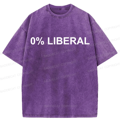 Baddiecat 0% Liberal Funny Slogan Washed T-shirt
