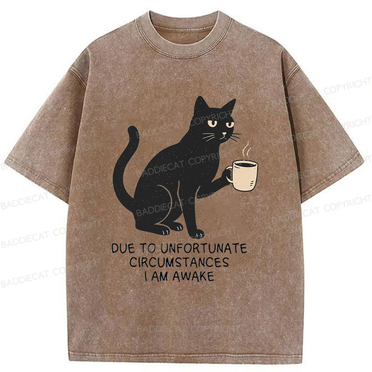 Baddiecat listless black Cat Washed T-shirt