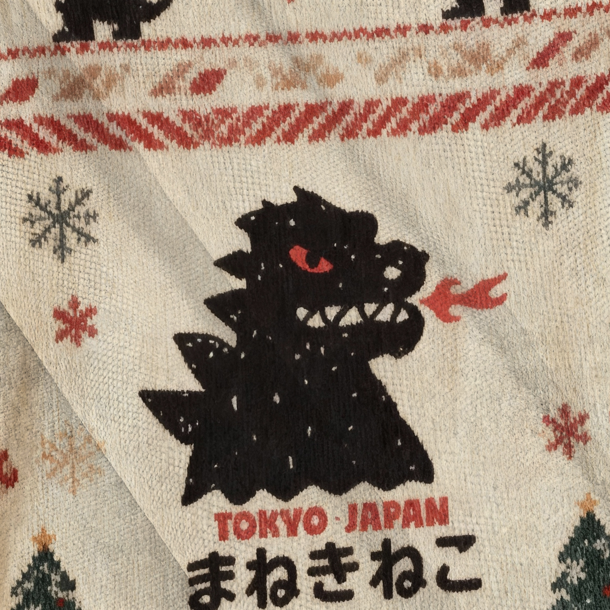 Baddiecat Tokyo Dinosaur Lucky Cat Christmas Ugly Sweatshirt