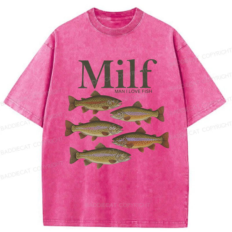 Baddiecat I Love Fish Vintage Style Washed T-shirt
