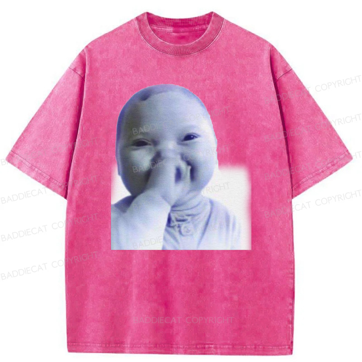 Baddiecat Funny AI Baby Laughing Washed T-shirt