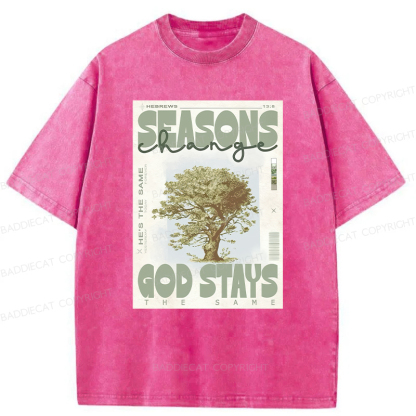 Baddiecat Season Change God Stays Washed T-shirt