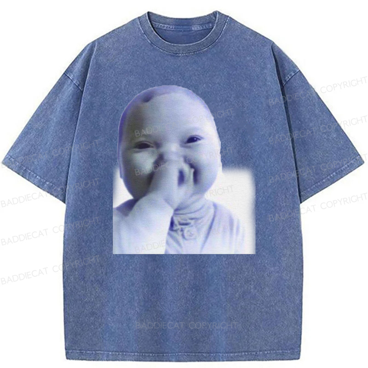 Baddiecat Funny AI Baby Laughing Washed T-shirt