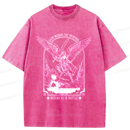 Baddiecat Saint Michael The Archangel Washed T-shirt