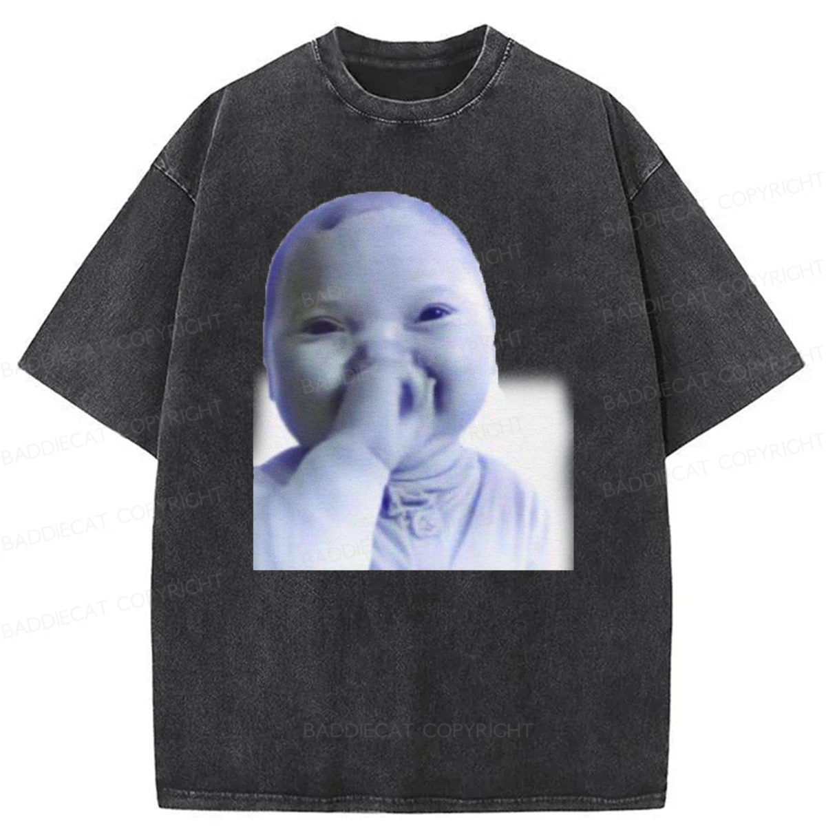 Baddiecat Funny AI Baby Laughing Washed T-shirt