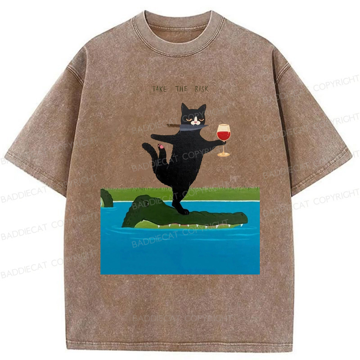 Baddiecat Cat Take The Risk Washed T-shirt