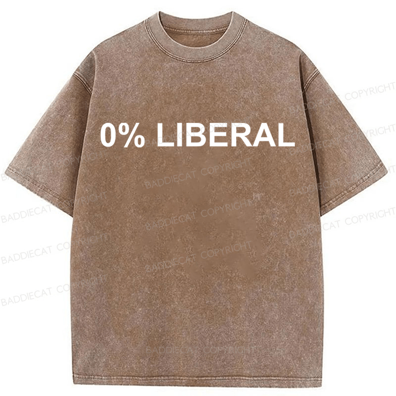 Baddiecat 0% Liberal Funny Slogan Washed T-shirt