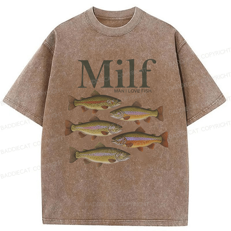 Baddiecat I Love Fish Vintage Style Washed T-shirt