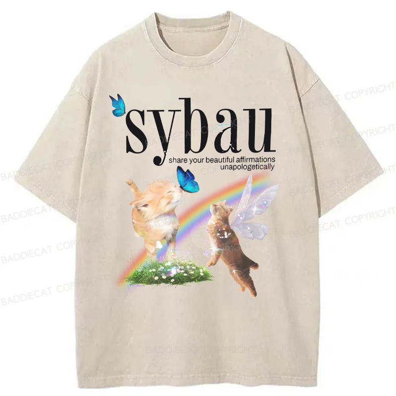 Baddiecat Share Your Beautiful Affirmations Unapologetically Washed T-shirt