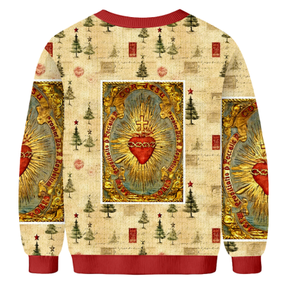 Baddiecat Sacred Heart Christmas Ugly Sweatshirt