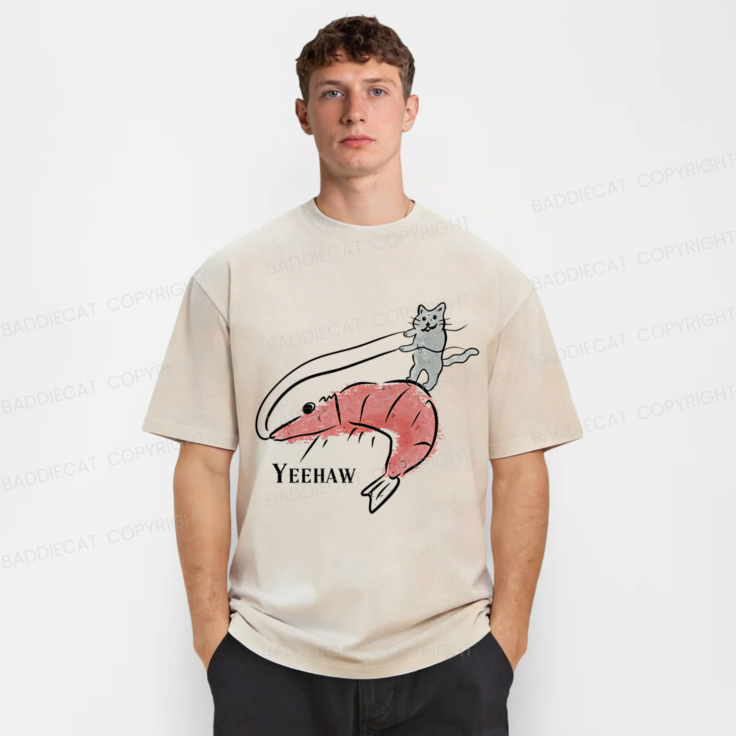 Baddiecat YEEHAW Cat Washed T-shirt