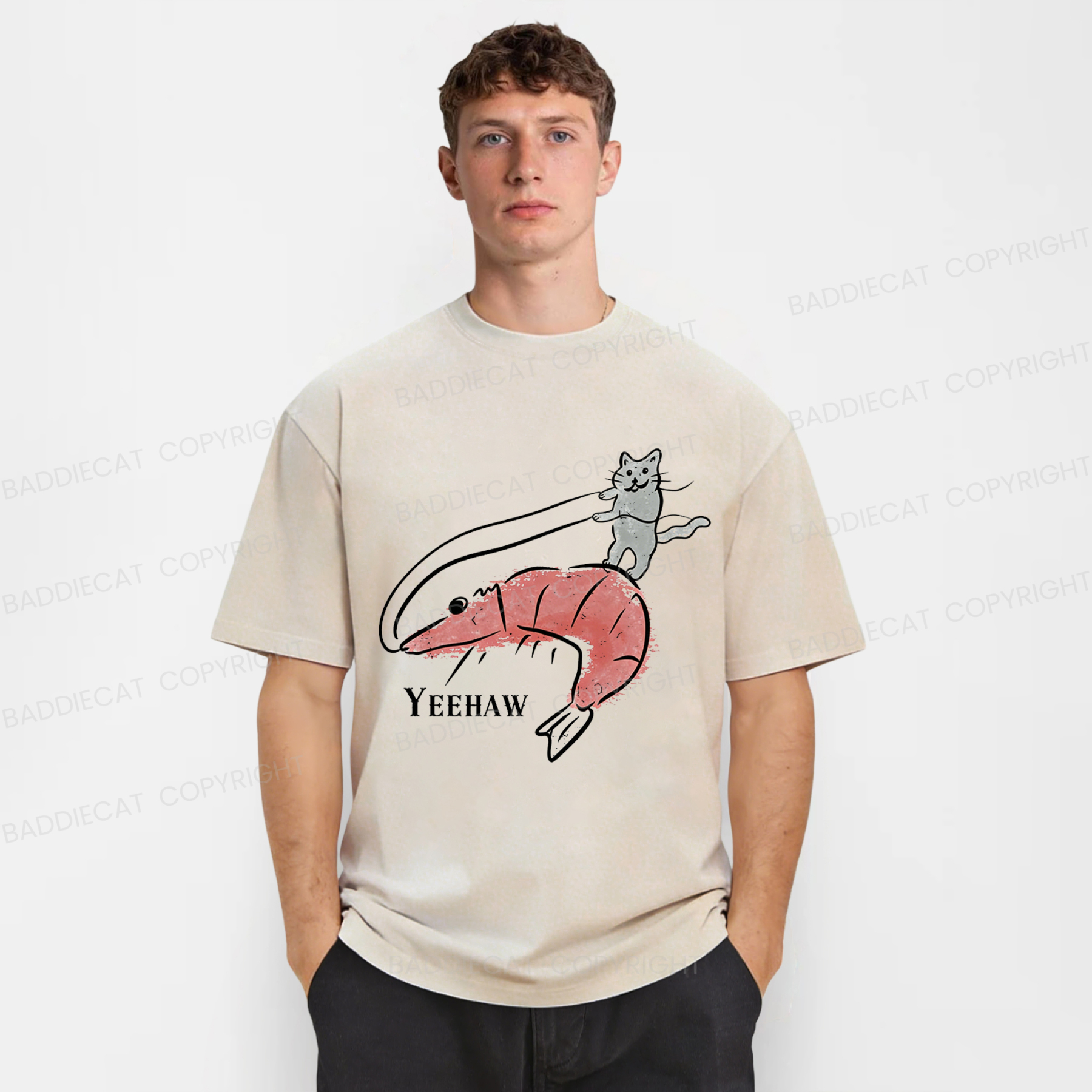 Baddiecat YEEHAW Cat Washed T-shirt