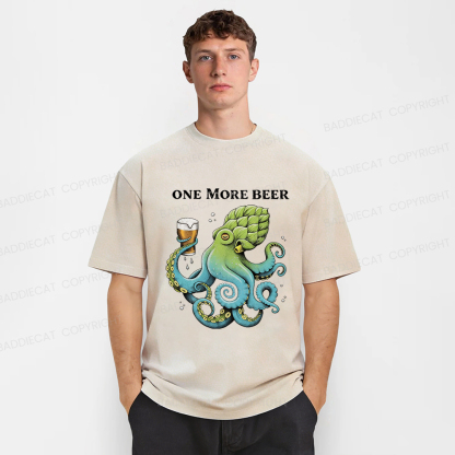 Baddiecat An Octopus Drinks Beer Washed T-shirt