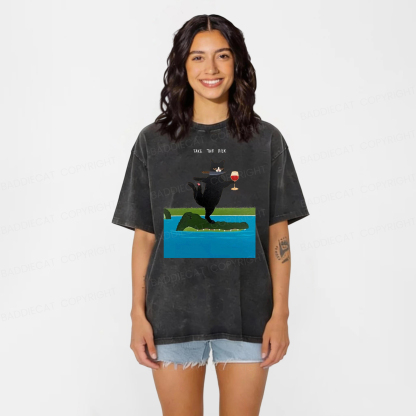 Baddiecat Cat Take The Risk Washed T-shirt