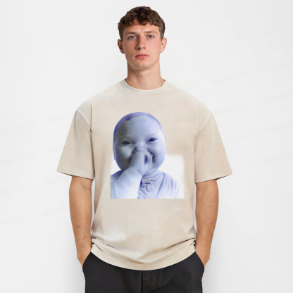 Baddiecat Funny AI Baby Laughing Washed T-shirt