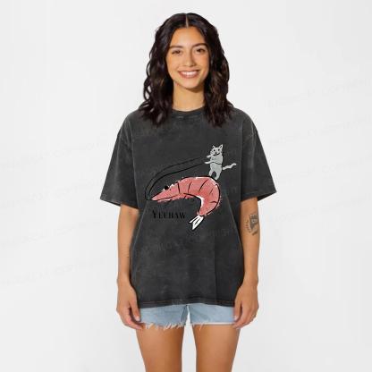 Baddiecat YEEHAW Cat Washed T-shirt