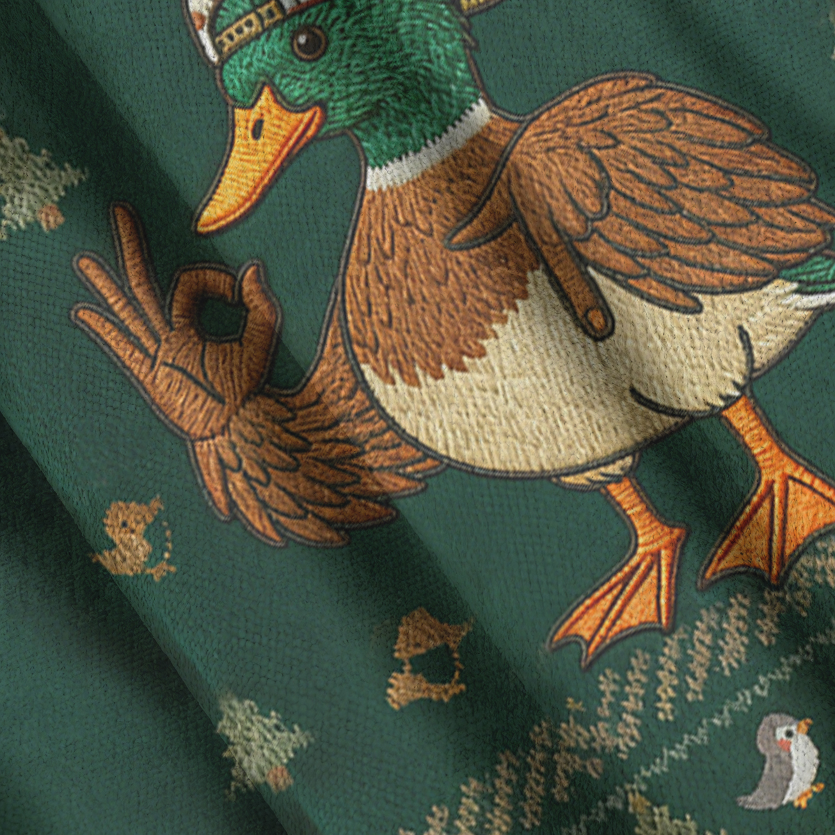 Baddiecat The Duck Is Making An OK Sign Christmas Ugly Sweatshirt