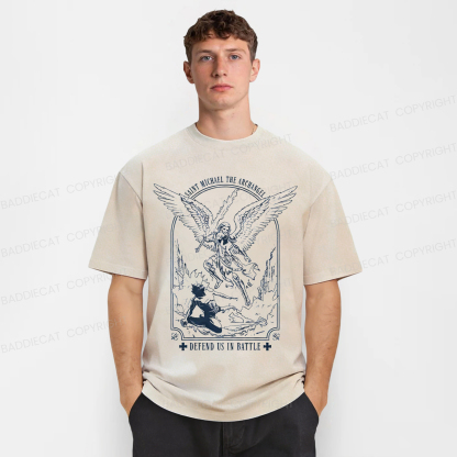 Baddiecat Saint Michael The Archangel Washed T-shirt