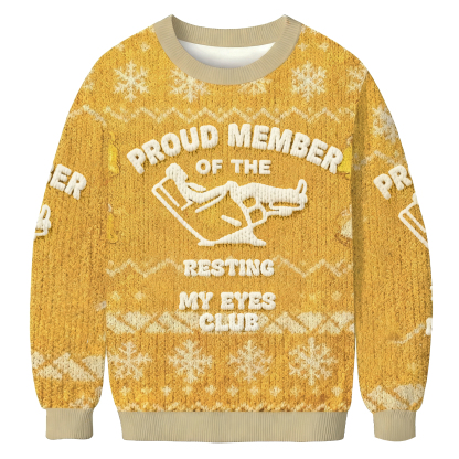 Baddiecat Proud Member Of The Resting My Eyes Club Christmas Ugly Sweatshirt