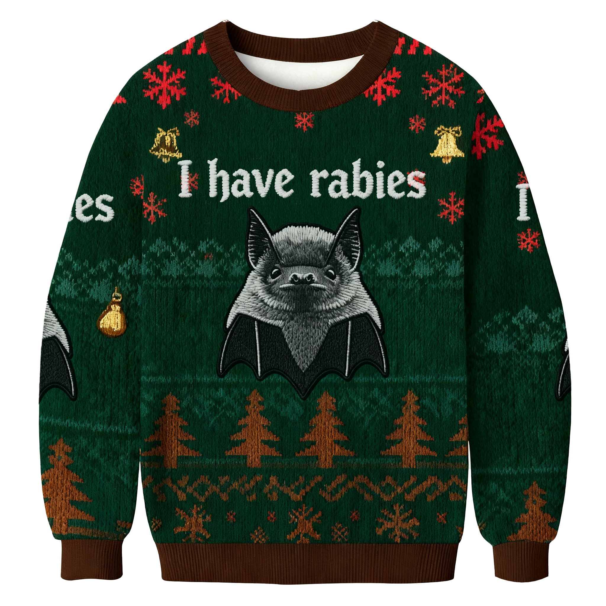 Baddiecat I Have Rabies Christmas Ugly Sweatshirt