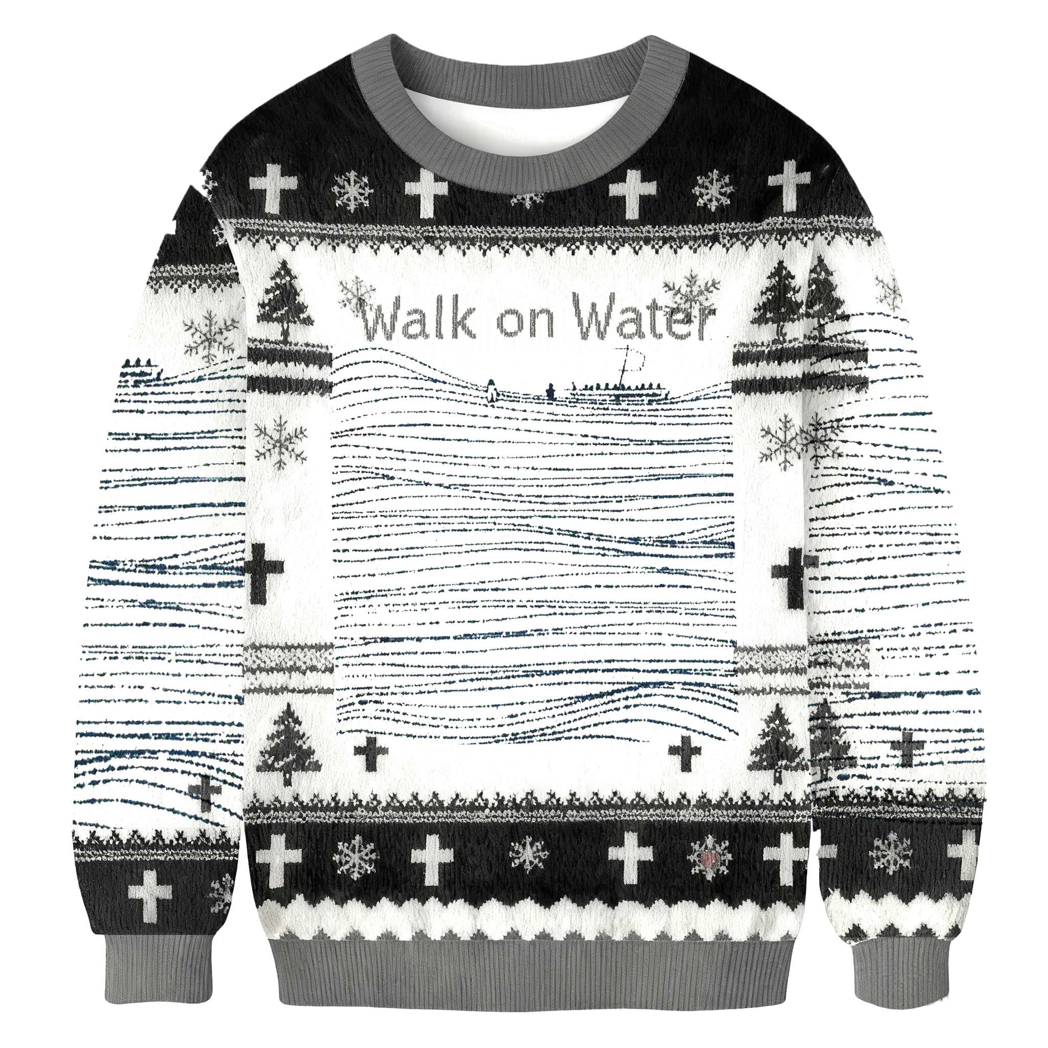 Baddiecat Walk On Water Christmas Ugly Sweatshirt