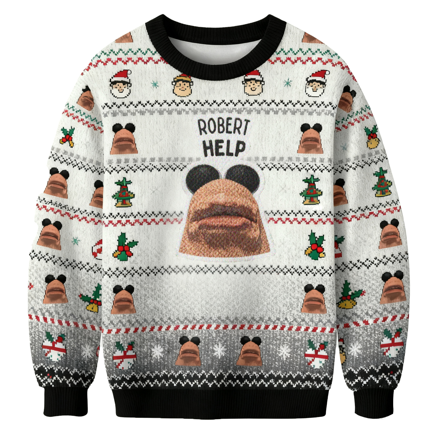 Baddiecat Robert Help Christmas Ugly Sweatshirt