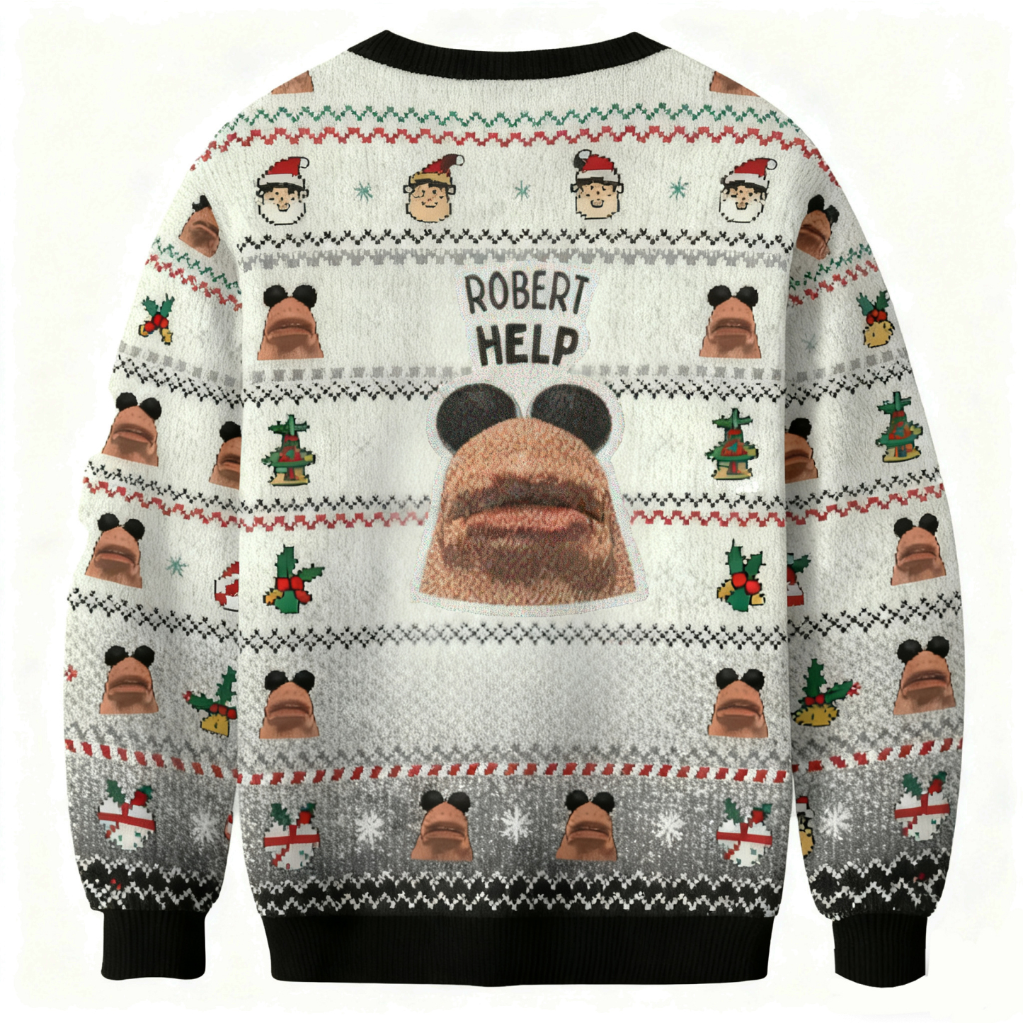 Baddiecat Robert Help Christmas Ugly Sweatshirt