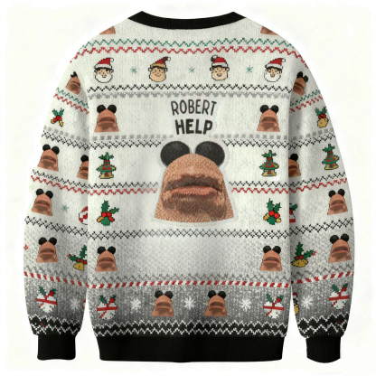 Baddiecat Robert Help Christmas Ugly Sweatshirt
