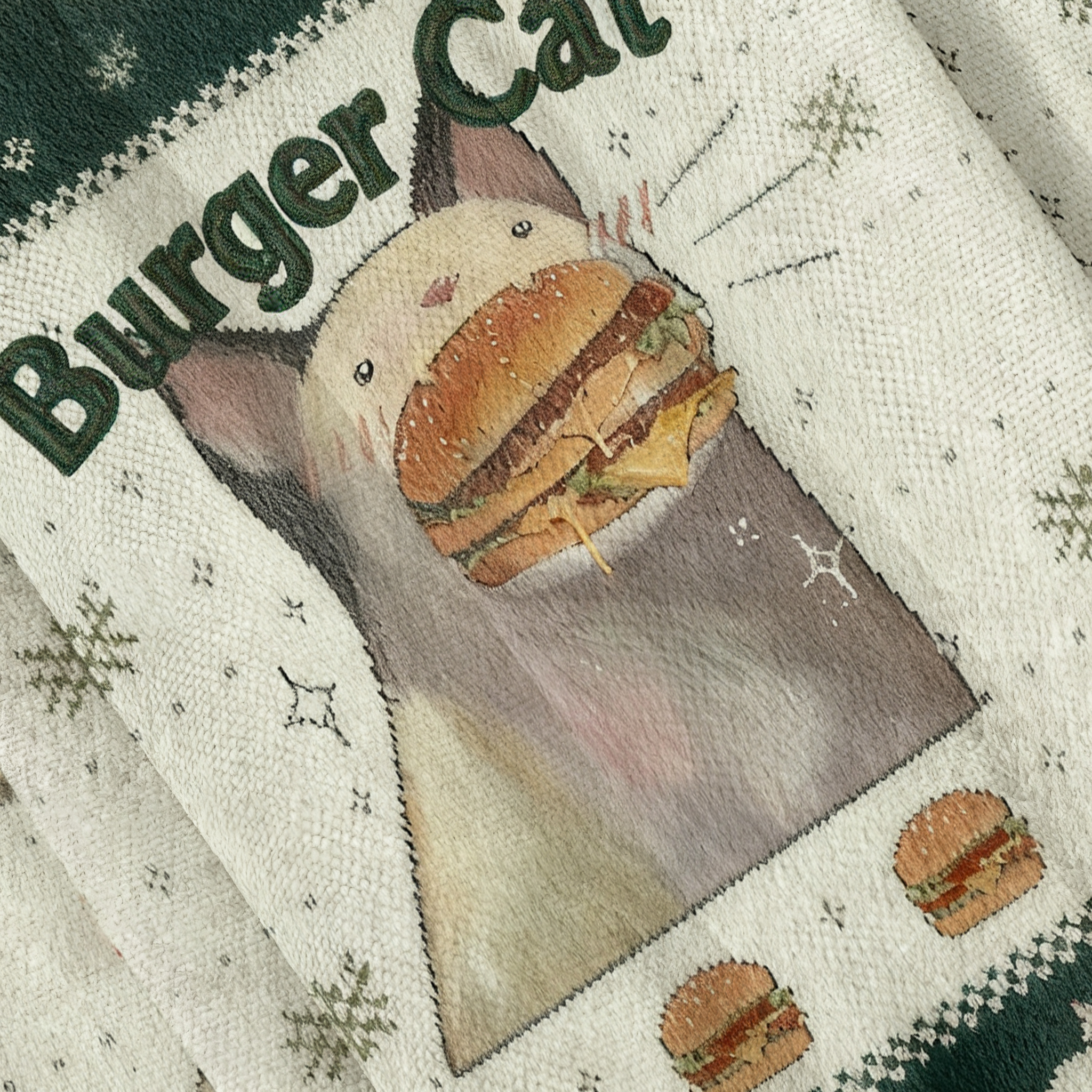 Baddiecat Burger Cat Christmas Ugly Sweatshirt