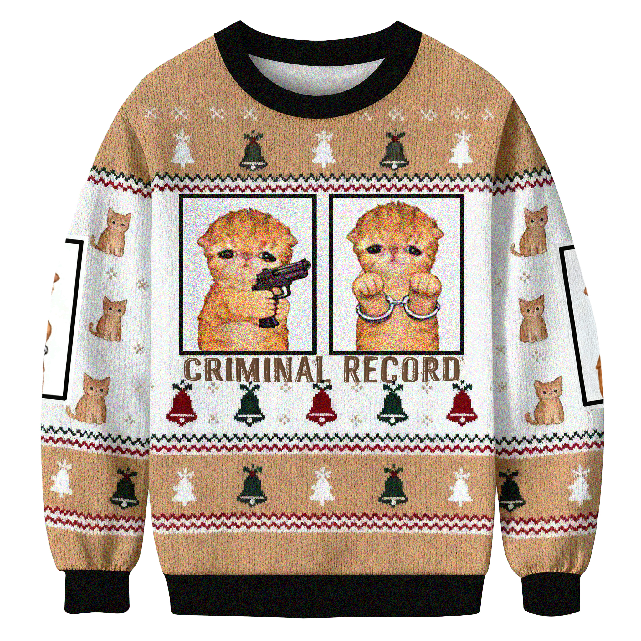 Baddiecat Criminal Record Christmas Ugly Sweatshirt