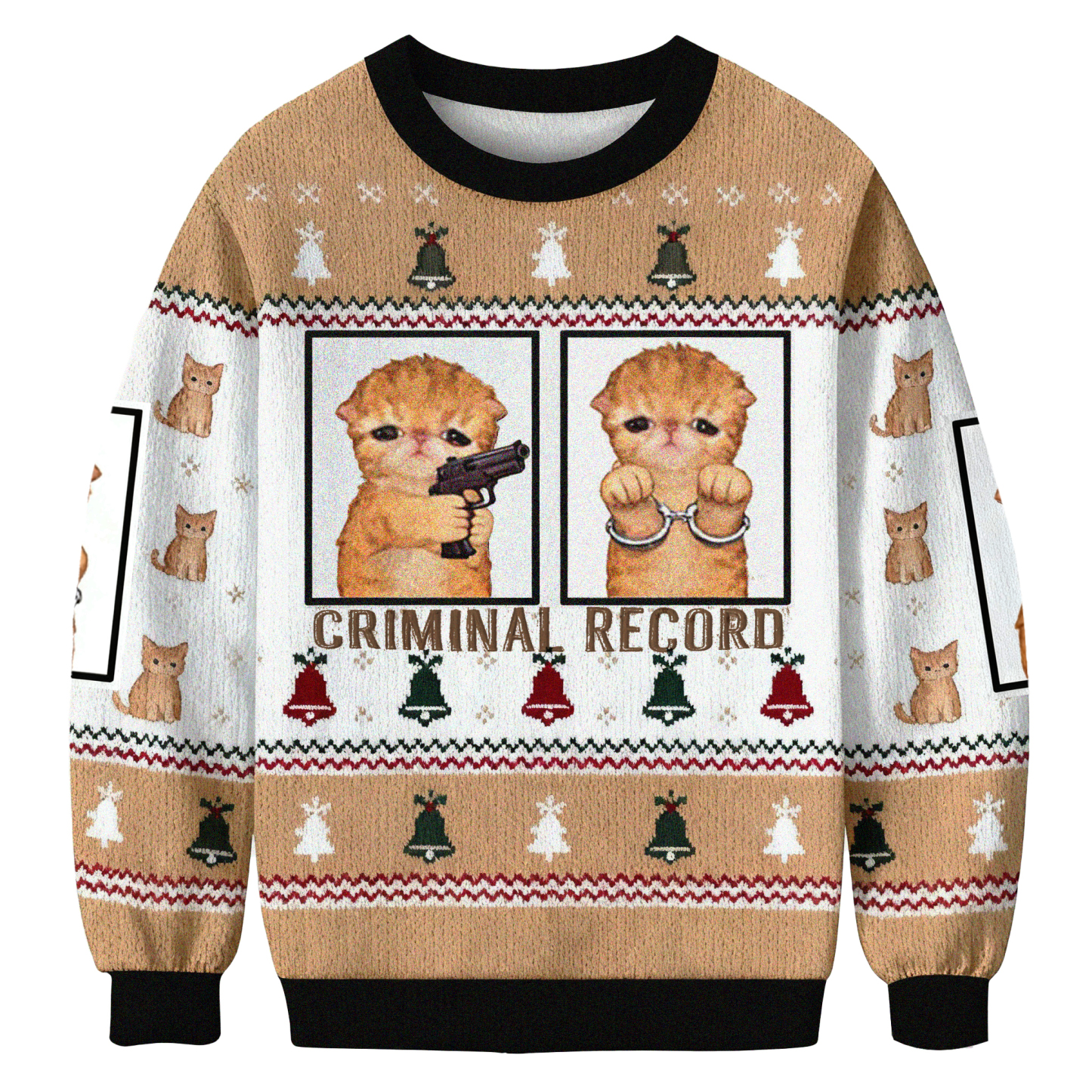Baddiecat Criminal Record Christmas Ugly Sweatshirt