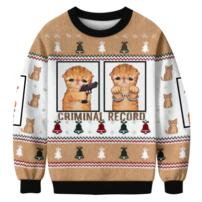 Baddiecat Criminal Record Christmas Ugly Sweatshirt