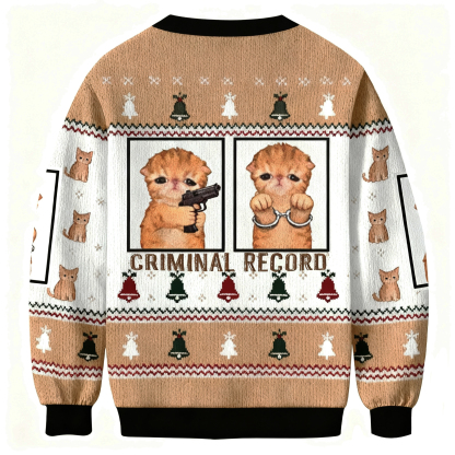 Baddiecat Criminal Record Christmas Ugly Sweatshirt