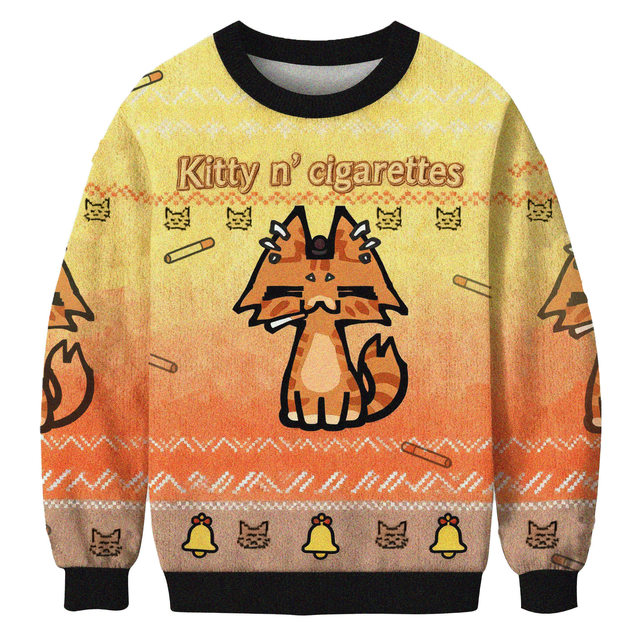 Baddiecat Kitty n’ Cigarettes Christmas Ugly Sweatshirt