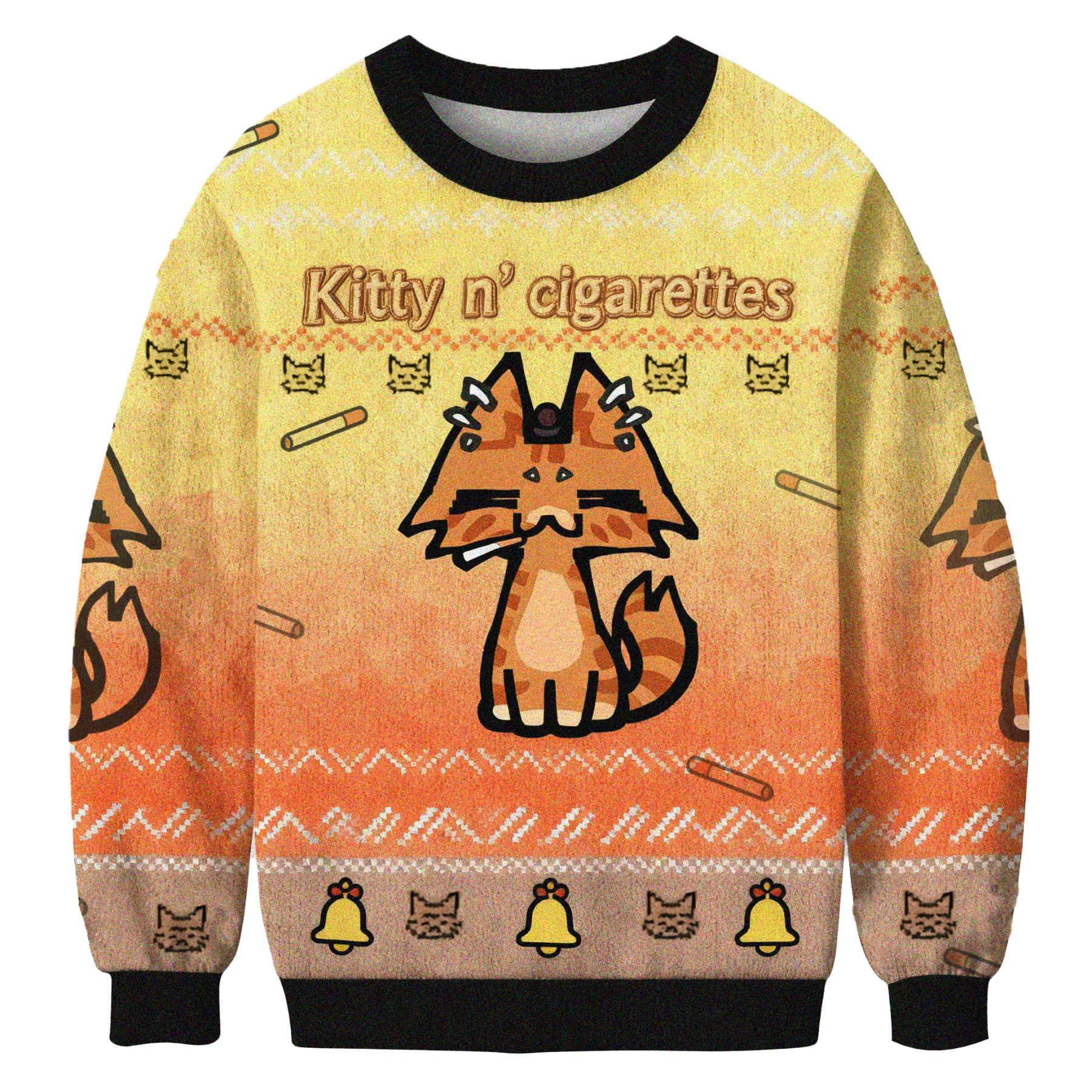 Baddiecat Kitty n’ Cigarettes Christmas Ugly Sweatshirt