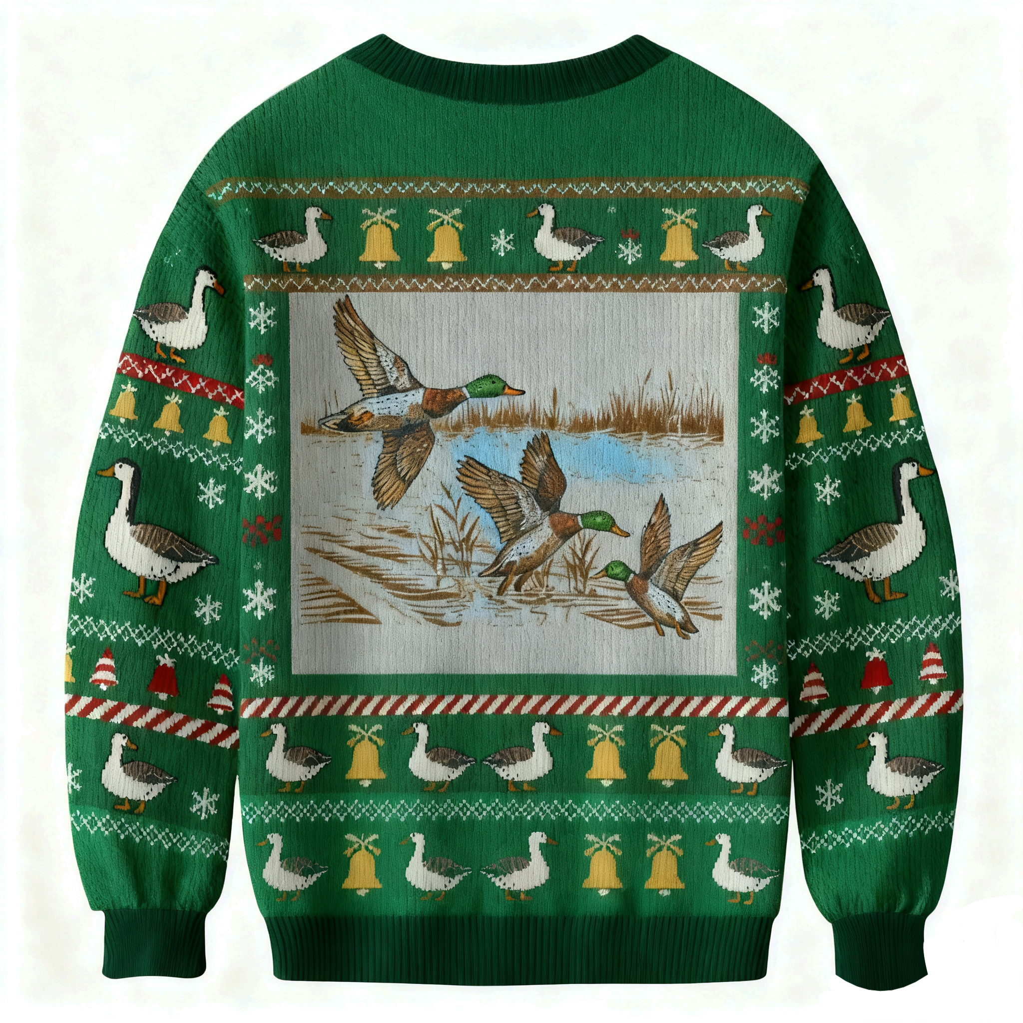 Baddiecat Flying Ducks Christmas Ugly Sweatshirt