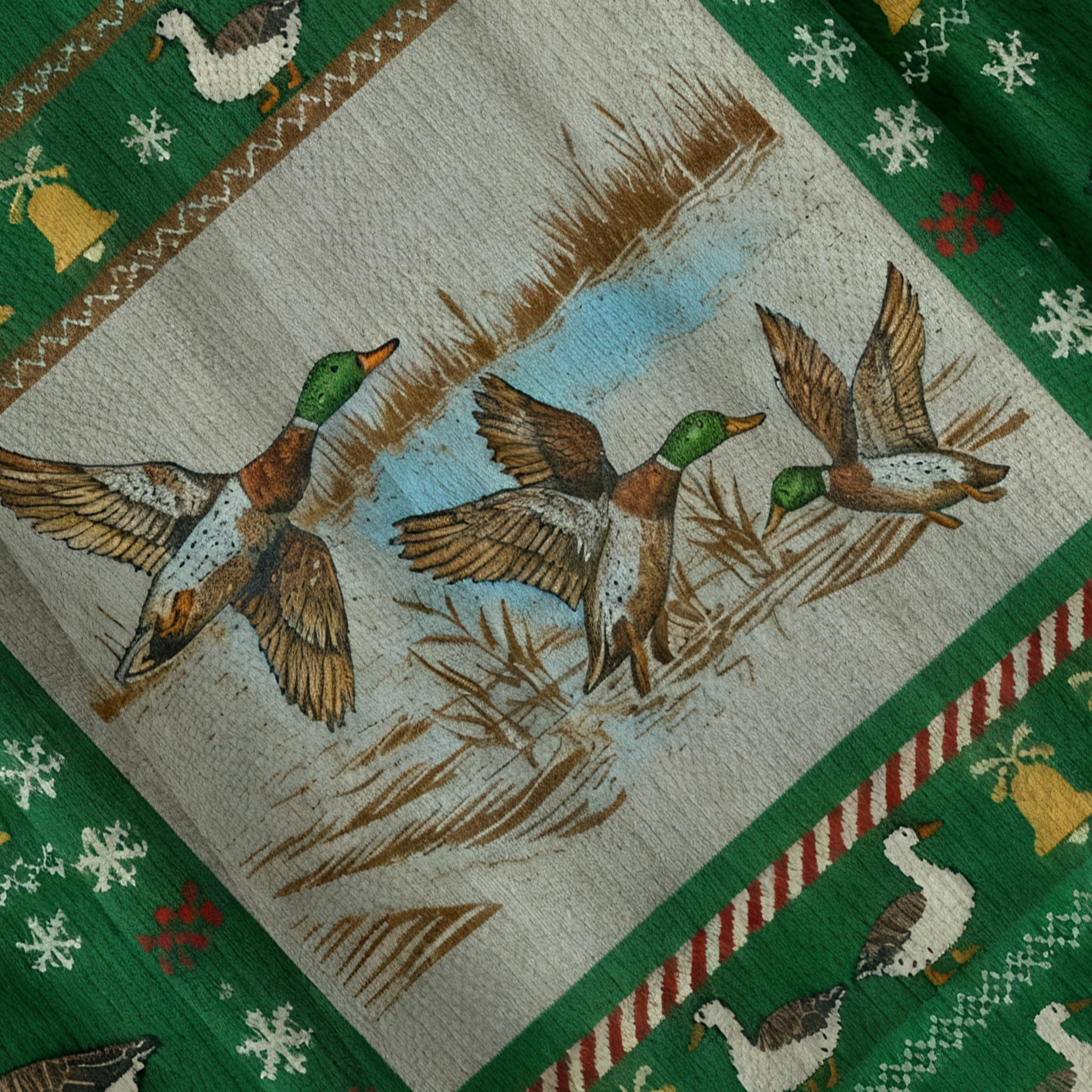 Baddiecat Flying Ducks Christmas Ugly Sweatshirt