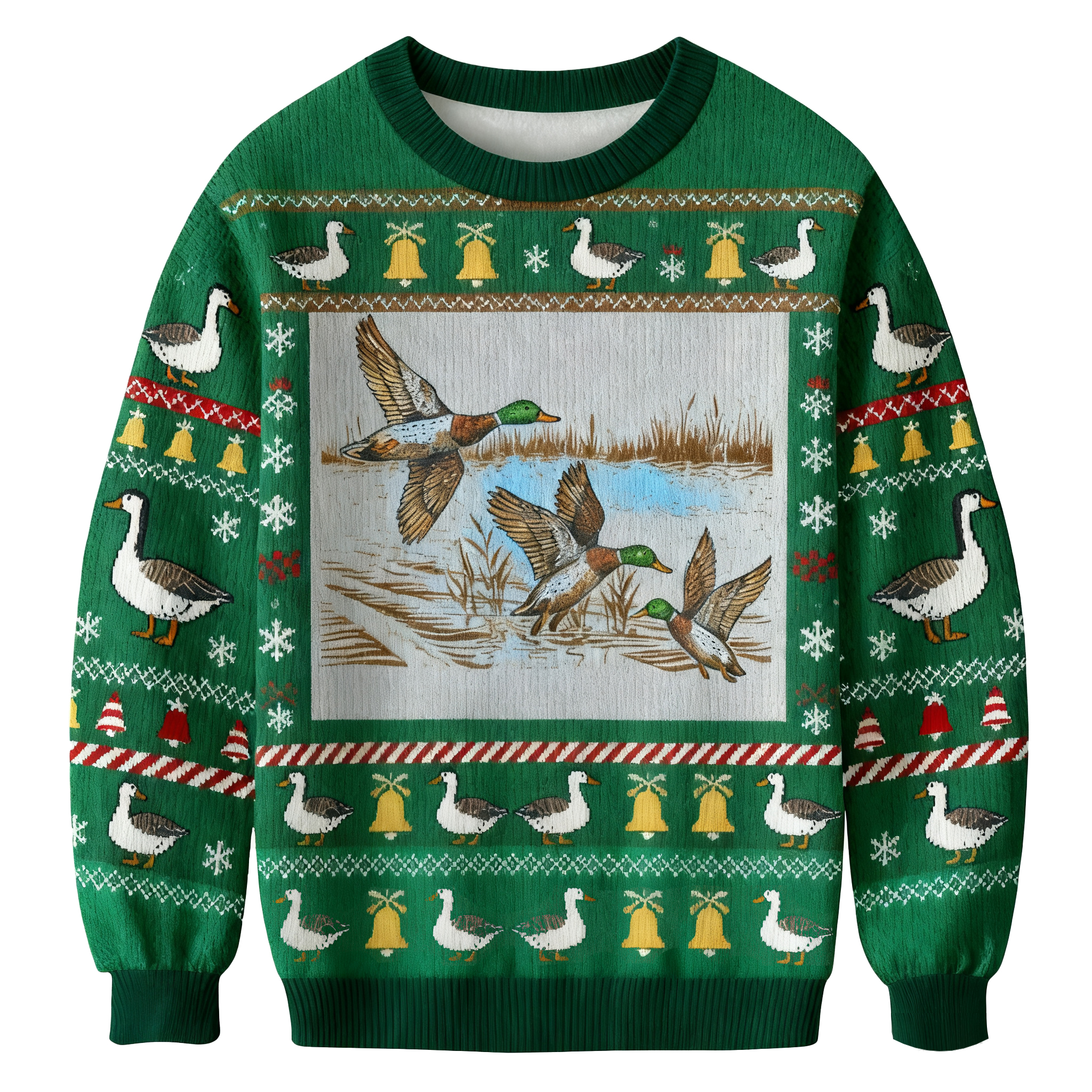 Baddiecat Flying Ducks Christmas Ugly Sweatshirt