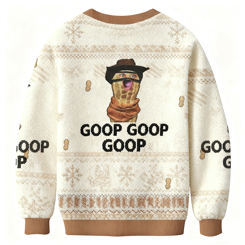 Baddiecat Goop Goop Goop Cowboy Peanut Christmas Ugly Sweatshirt