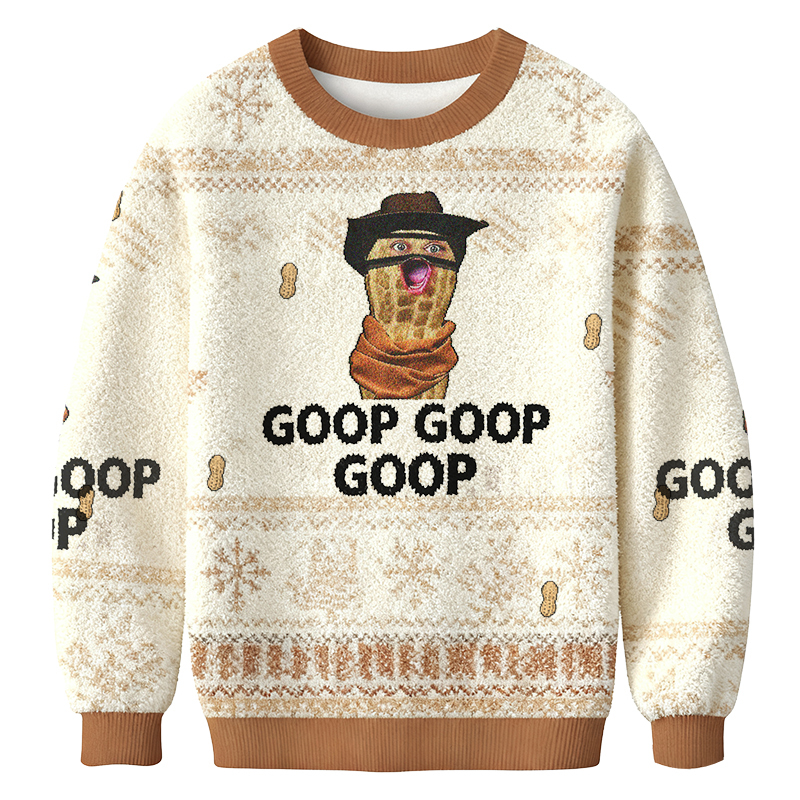 Baddiecat Goop Goop Goop Cowboy Peanut Christmas Ugly Sweatshirt