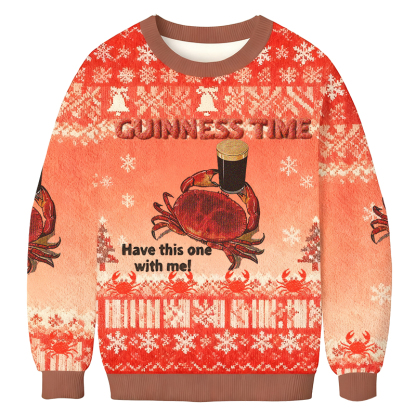 Baddiecat Guinness Time Have This One With Me Christmas Ugly Sweatshirt