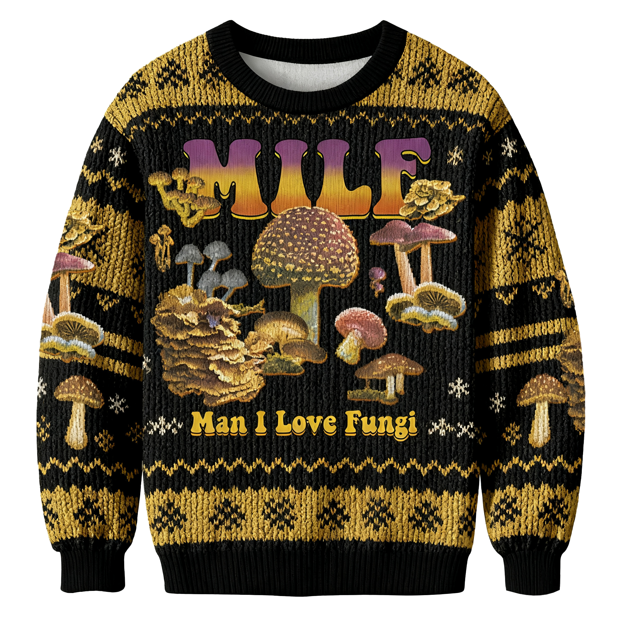 Baddiecat Man I Love Fungi Christmas Ugly Sweatshirt