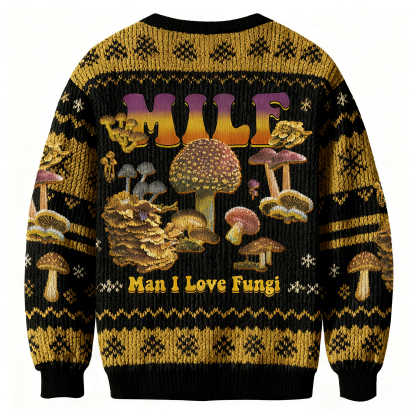 Baddiecat Man I Love Fungi Christmas Ugly Sweatshirt
