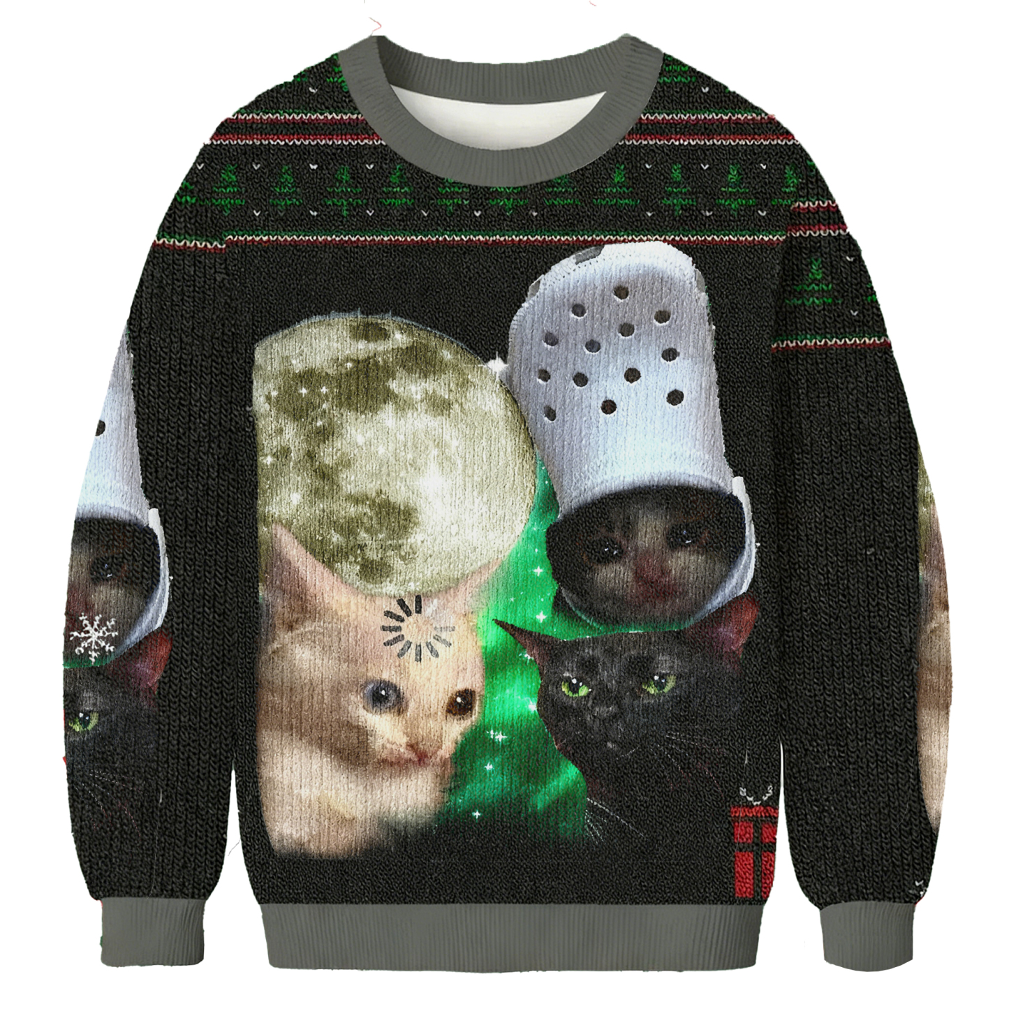 Baddiecat Cosmic Cats Moon & Shoe Christmas Ugly Sweatshirt