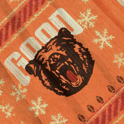 Baddiecat Bear And Football Holiday Christmas Ugly Sweatshirt