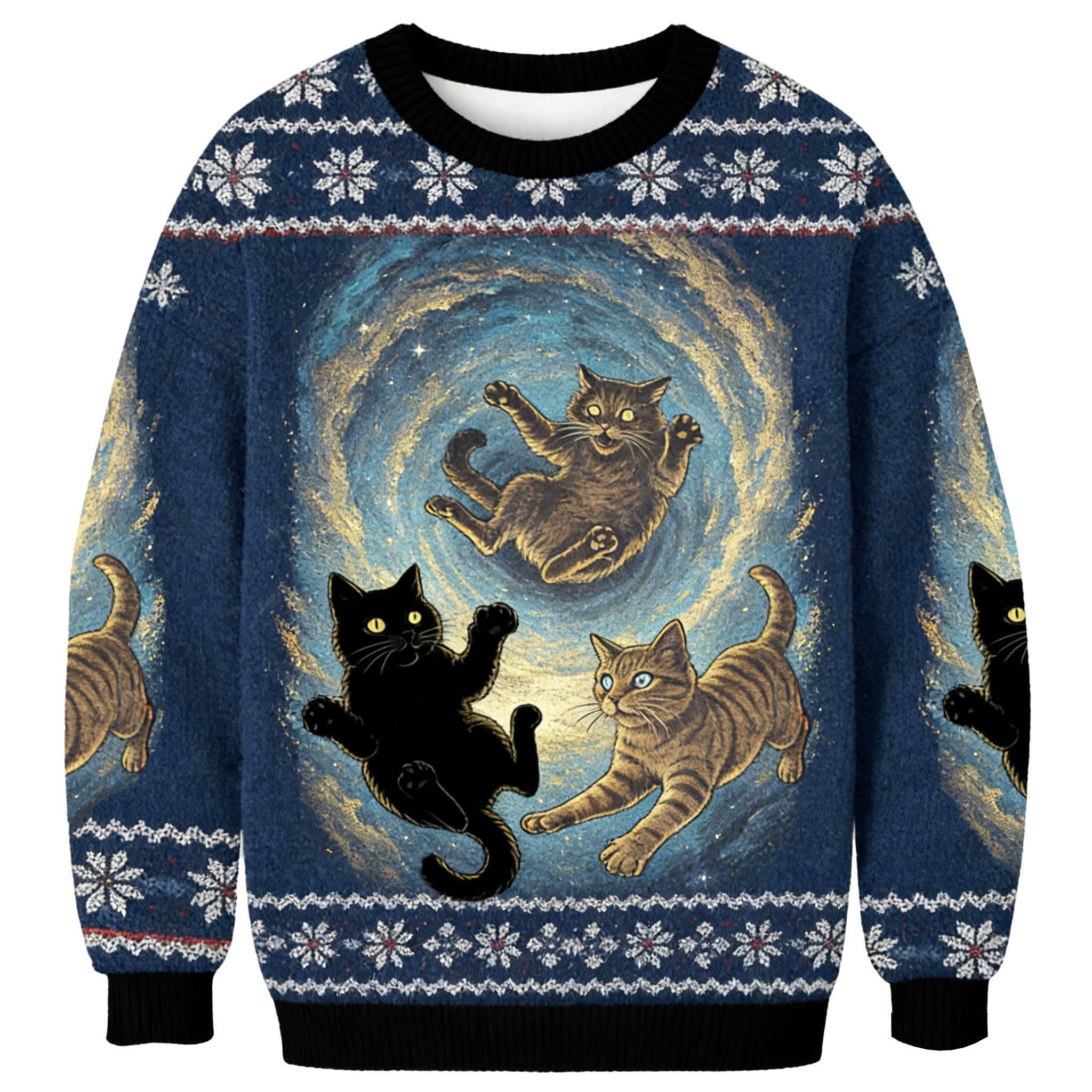 Baddiecat Cats In Starry Whirlpool Ugly Sweatshirt