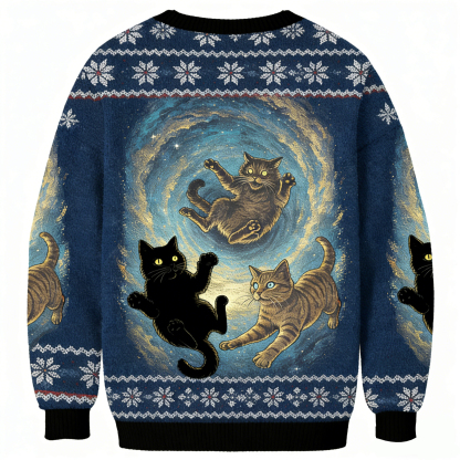 Baddiecat Cats In Starry Whirlpool Ugly Sweatshirt