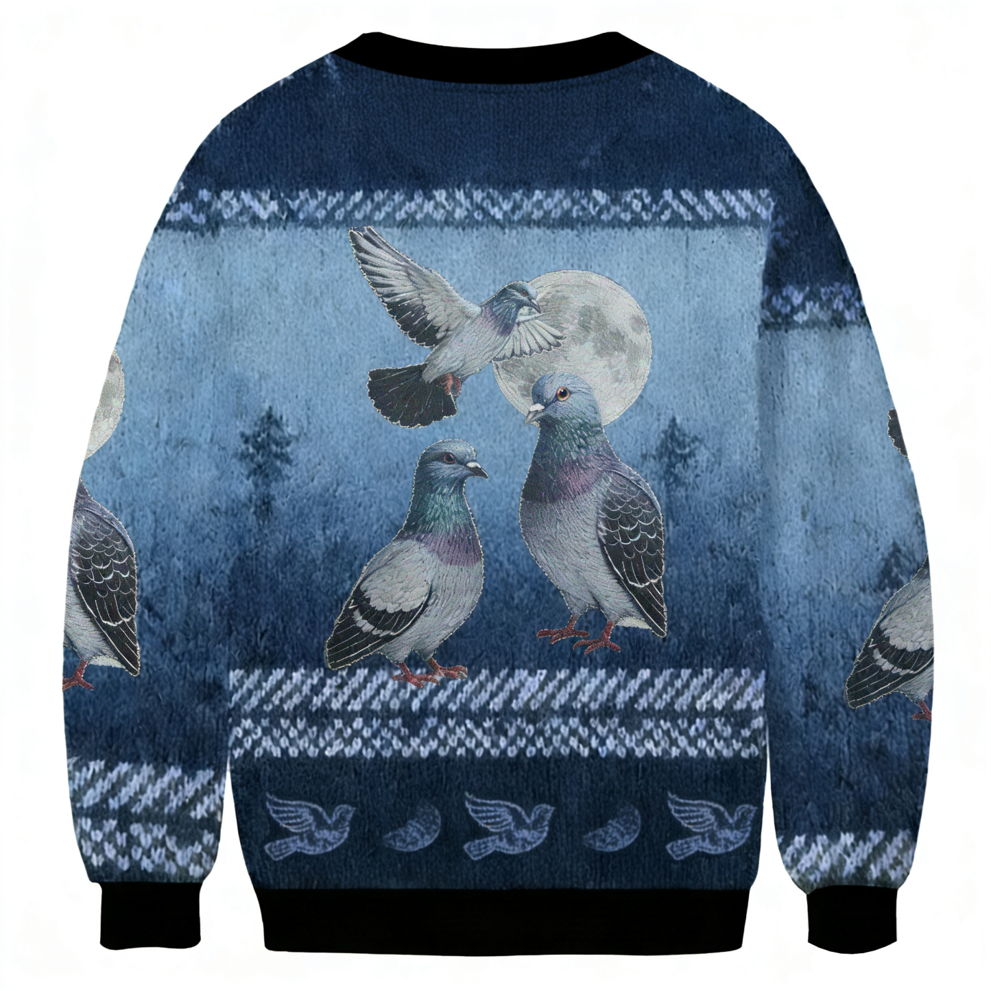 Baddiecat Pigeons Under The Full Moon Ugly Sweatshirt